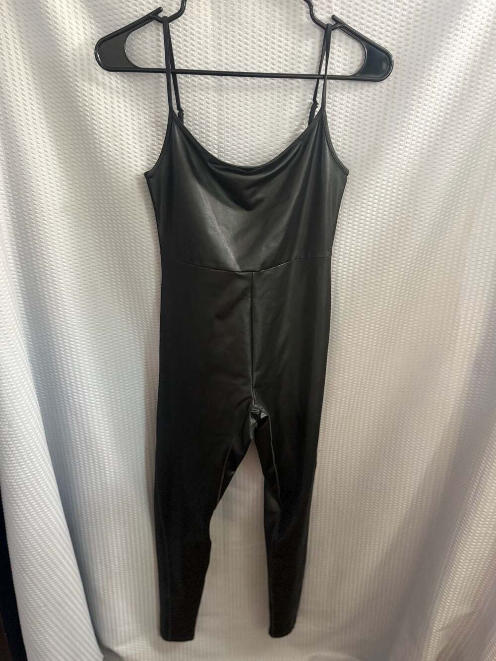 Wild Fable Black Faux Leather Cami Unitard Jumpsuit